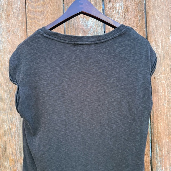MARLED Women’s Black Charcoal Cap Sleeve Tee Shirt Round Hem Size Small - Picture 5 of 6